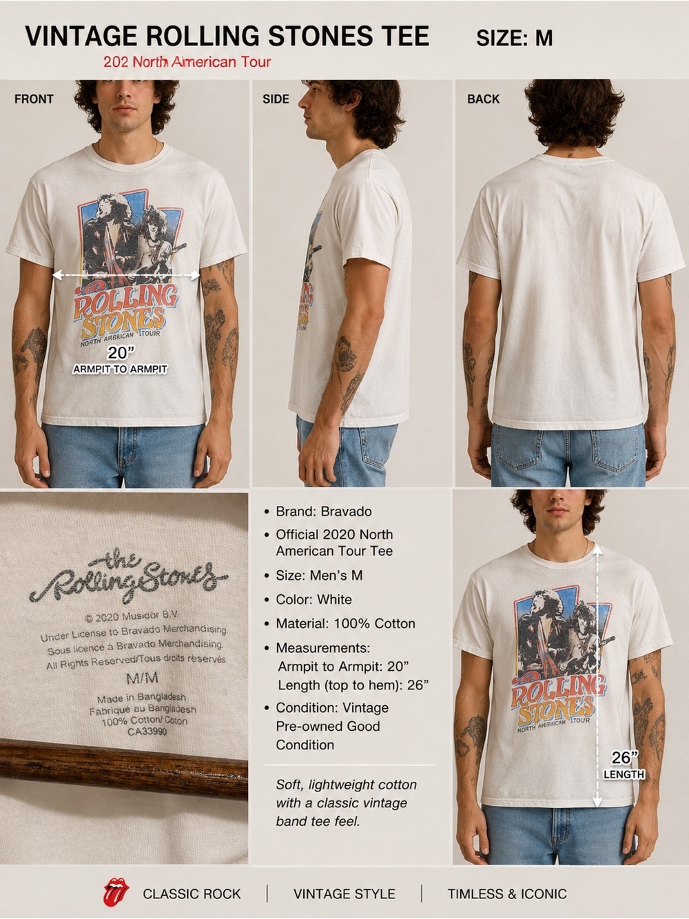 the Rolling Stones White Short Sleeve Graphic Band Tee